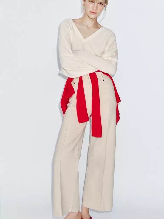 Zara Denim - ZARA ZW COLLECTION TAILORED HIGH-WAIST WIDE LEG JEANS IN SAND